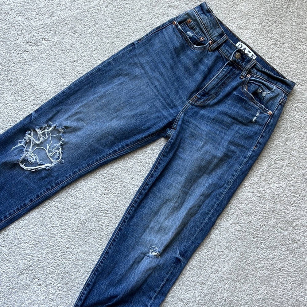 High-waisted, distressed Daze denim jeans